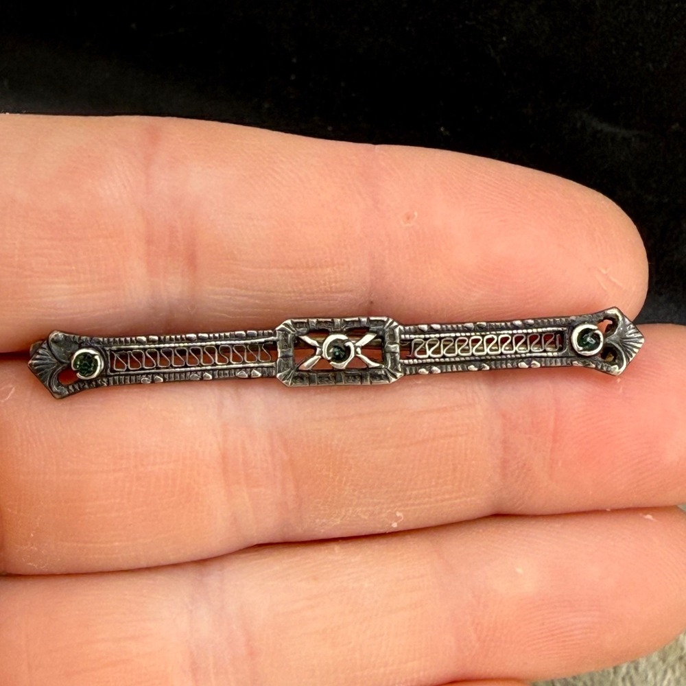 Vintage Sterling Silver Bar Brooch - Picture 1 of 14
